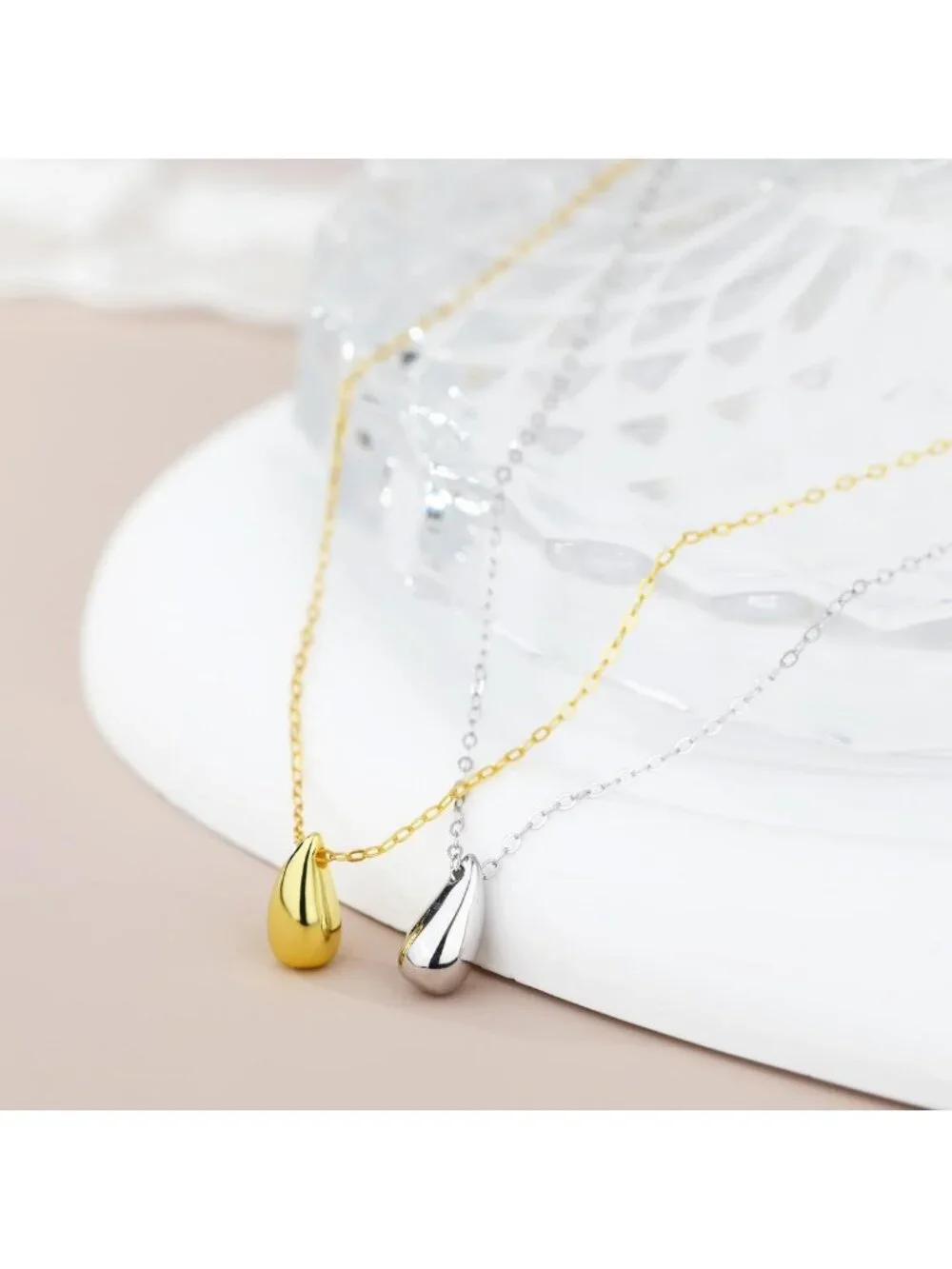 Minimalist Teardrop Pendant Necklace, S925 Sterling Silver Jewelry Gift for Her